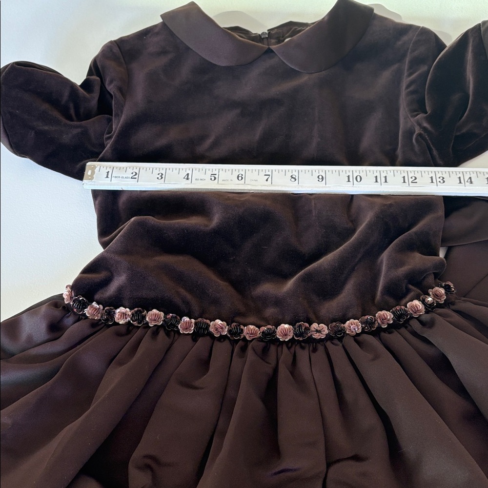 Zoe LTD Formal Dress Gown in Brown Velvet & Satin Bow Party Special Occa Size 16 - Picture 11 of 12